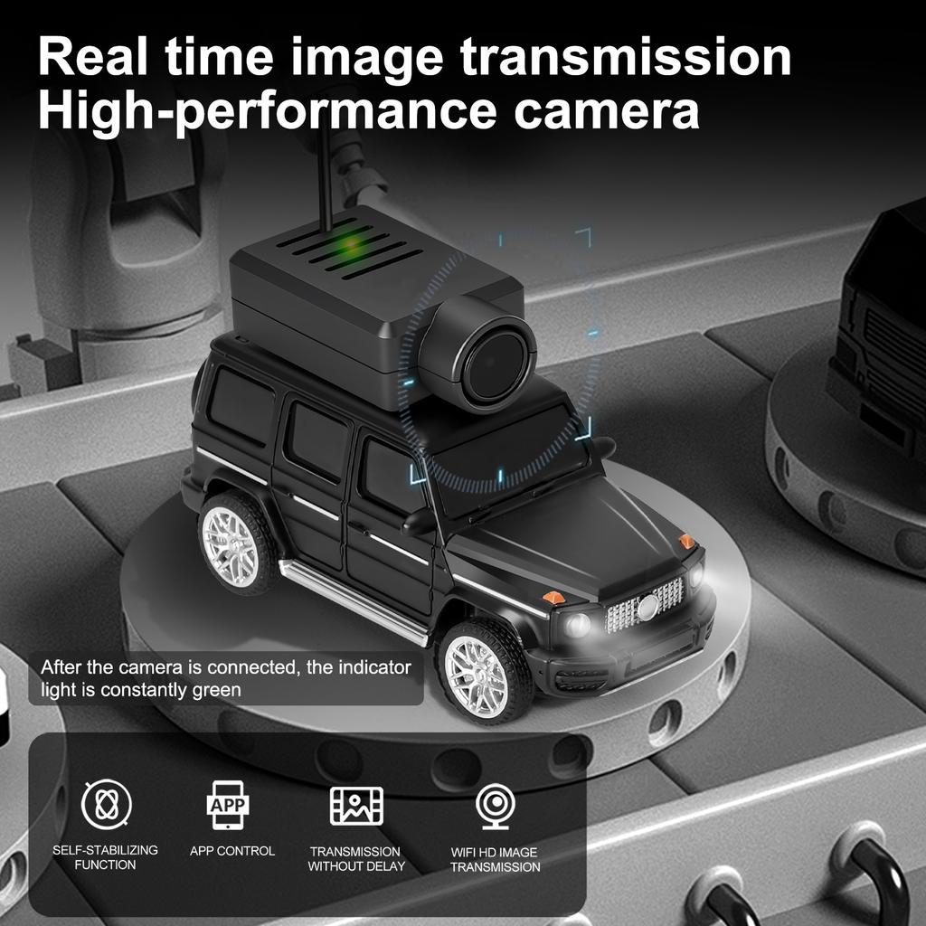 1:64 Mini RC Car, 2.4G FPV Remote Control Toy Car with 720P HD Camera, Gyro, LED Light, APP Controlled Vehicle for Kids