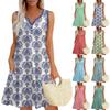 Womens Summer Dresses Loose V Neck Sleeveless Sundresses Dress With Pockets