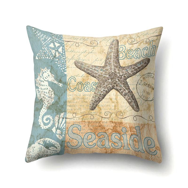 Синий Океан Морские Водоросли Полиэстер Наволочка Украшение Автомобиля Дом Принт Подушка Прикроватная Софа Поясничная Подушка Чехол