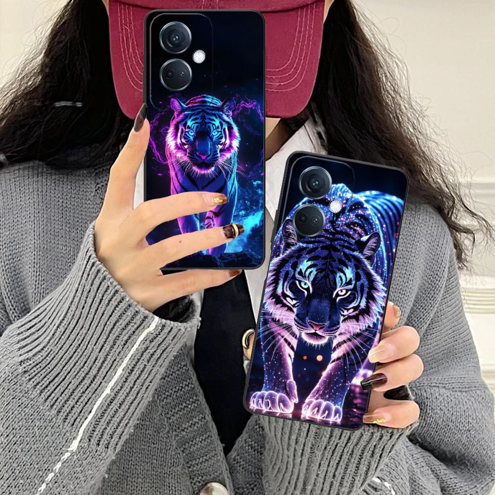 Неоновая чехол-бампер для мобильного телефона Тигр для OPPO Find X9 X8 X7 X6 X5 X3 X2 Plus s Pro Ultra Lite Цветной печатный чехол Чехол Роскошный