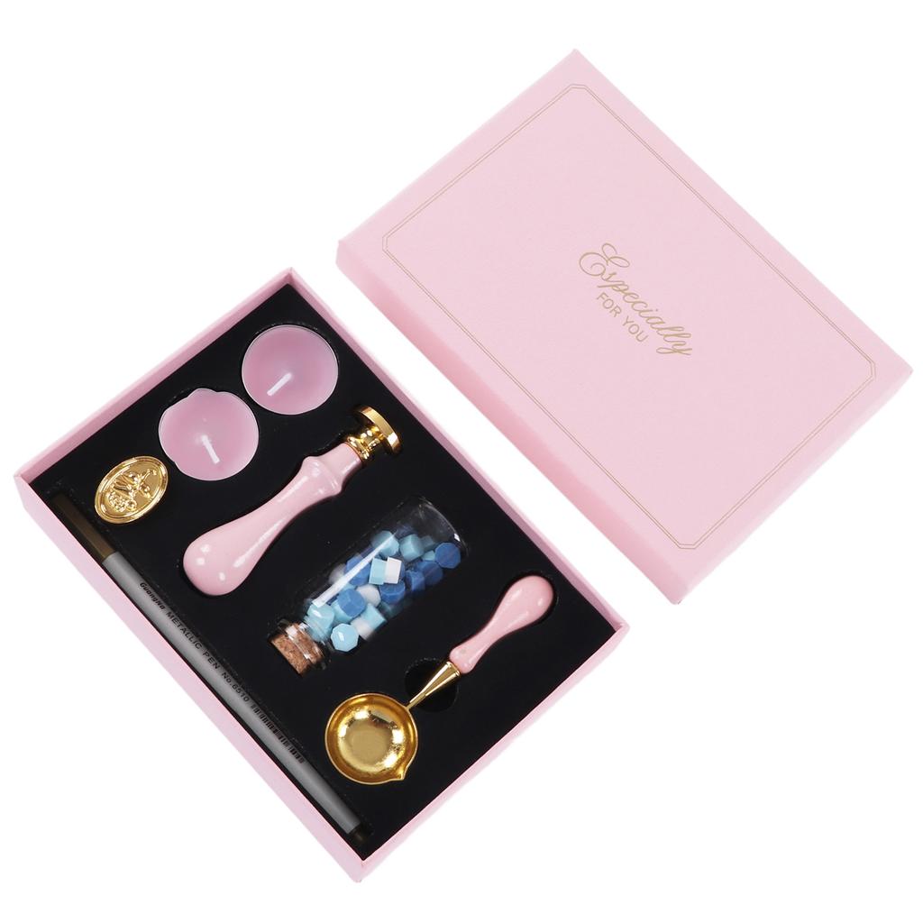 Набор для печати восковыми штампами в стиле ретро с прозрачным узором, набор для запечатывания восковыми штампами в стиле ретро со съемной ручкой для конверта