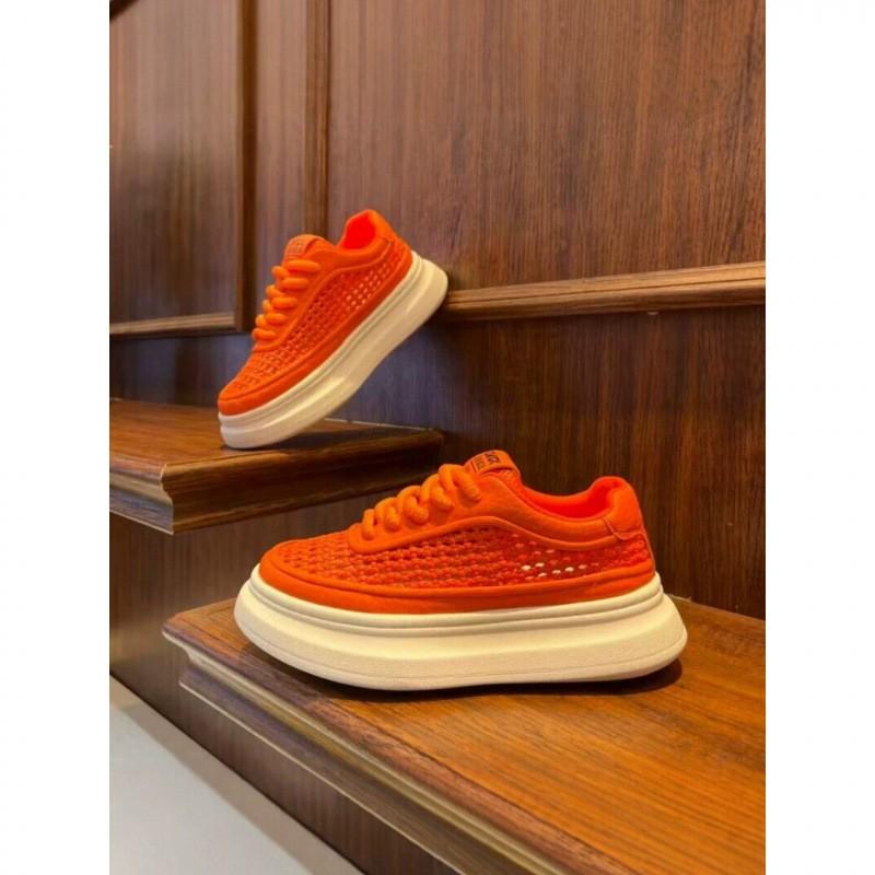 Kids Breathable Mesh Cut-Out Chunky Sole Casual Sneakers Round Toe Low-Top Fashion Shoes In Solid Colors