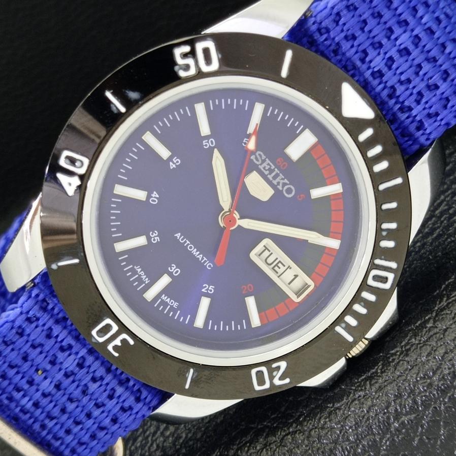 Seiko 5 АВТОМАТИЧЕСКИХ МУЖСКИХ ЯПОНИЯ 6309A ВОССТАНОВЛЕННЫЕ СИНЕГО ЦВЕТА НАРУЧНЫЕ ЧАСЫ a426515-2