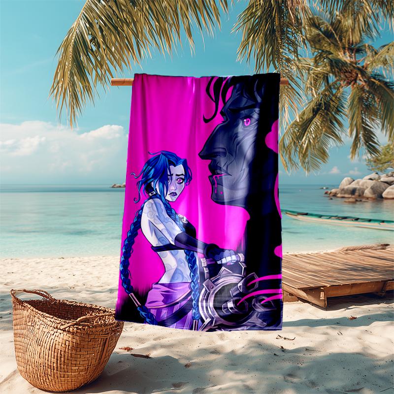 Beach Towel with Jinx Pattern - soft,absorbent,machine washable Lightweight&Modern,swimming,Travel Essentials
