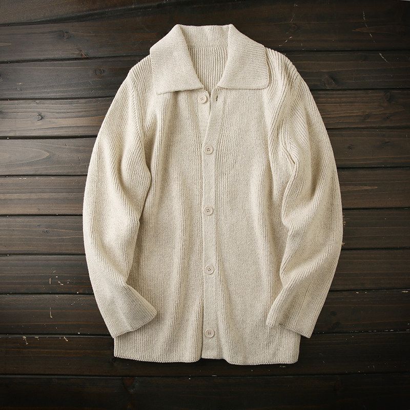 Japanese Style Order! Export Men's Clothing Factory Balance Cargo with Logo Cut off Men Padded Lapel Knitting Cardigan Sweater Outwear Tide