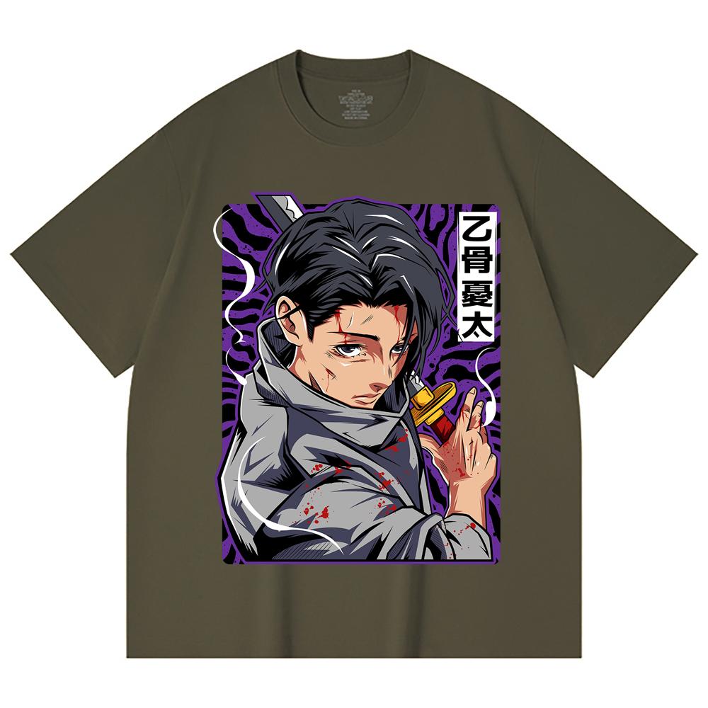 230 г/м² 100% хлопок Jujutsu Kaisen V53 Принт Юты Унисекс Тяжелая хлопковая футболка
