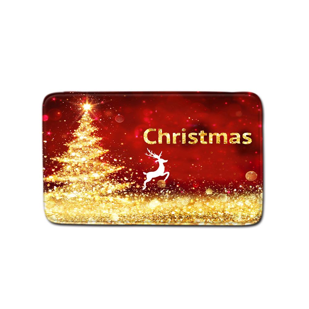 Christmas Bathroom Shower Curtain Toilet Floor Mat Four-Piece Bathroom Non-Slip Door Mat Kitchen Bedroom Absorbent Carpet