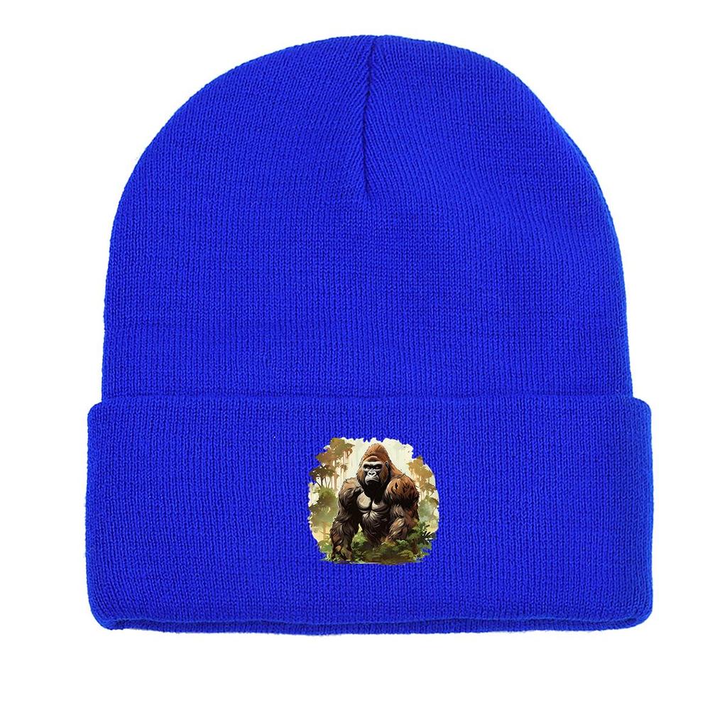 Lifelike Gorilla Print Knitted Cap Beanie, Skullies Beanies Stretchable Stretchy Stylish Bonnet Knit Hat Beanie