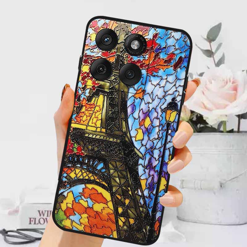 3D Тисненые Чехлы Для Edge 60 Fusion / Edge 60 Pro Рельефные Тисненые Ретро Силиконовая Задняя Крышка Для Edge 60 Stylus Черный Funda 60 Pro