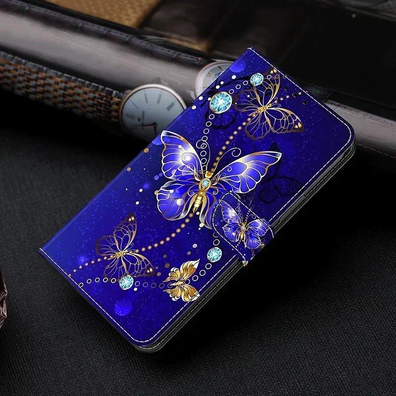 Magnetic Leather Funda For iPhone 12 Pro Max 11 X 10 XS XR 6 6S 7 8 Plus Butterfly Flower Painted Card Slots Flip Phone Cover
