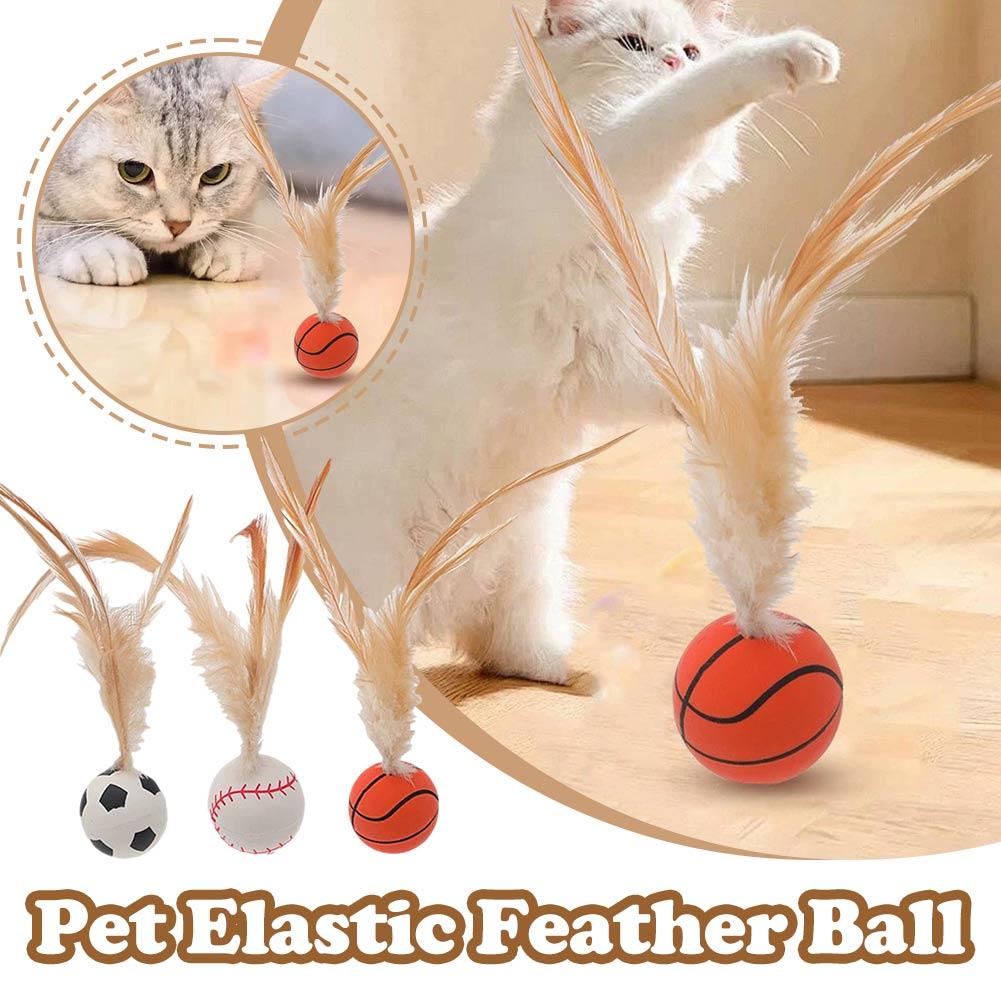1/3 шт., прыгающий мяч для кошек, катящийся мяч для помещений, интерактивная игрушка для кошек и перьев, игра для собак, питомец Q6T4