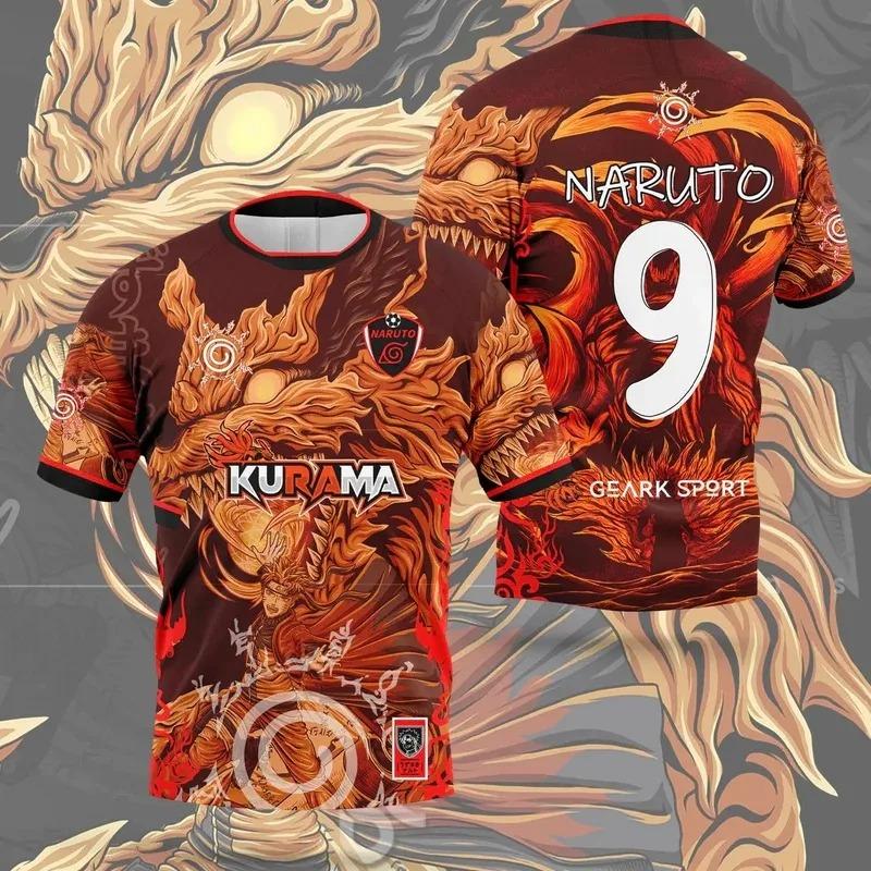 Naruto Shippuden Naruto & Sasuke Anime Allover Print Soccer Jersey Summer Breathable Casual Sportswear Tops for Men Women Kids