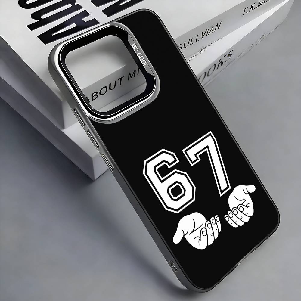 Чехол для телефона Six Seven 67 для iPhone 17,16,15,14,13,12,11 Plus,Pro Max, Цветной Серебряный Чехол для Телефона