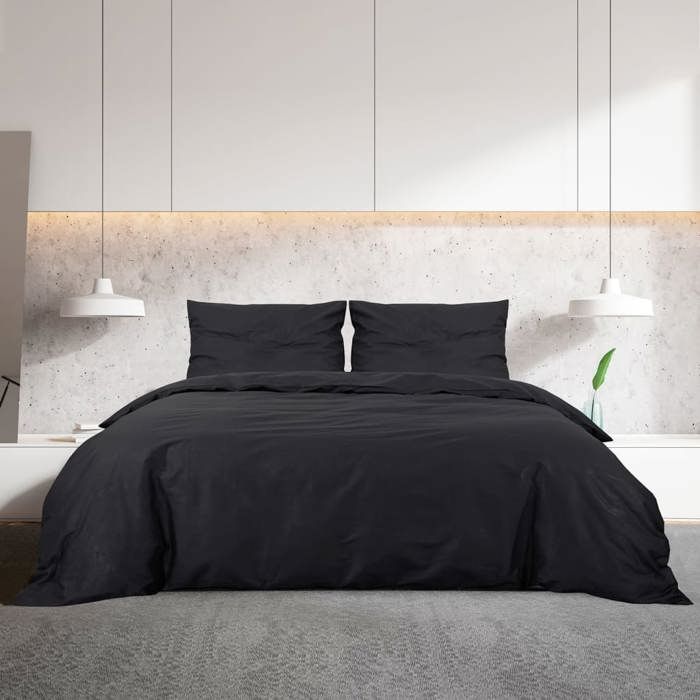 VidaXL Black Duvet Cover Set 240x220 Cm Lightweight Microfiber135968