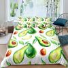 Комплект постельного белья с фруктами, милый мультяшный декор в виде авокадо, комплект из 3 предметов постельного белья с 2 наволочками, размер Queen King, полный размер, цвет паприка зеленый