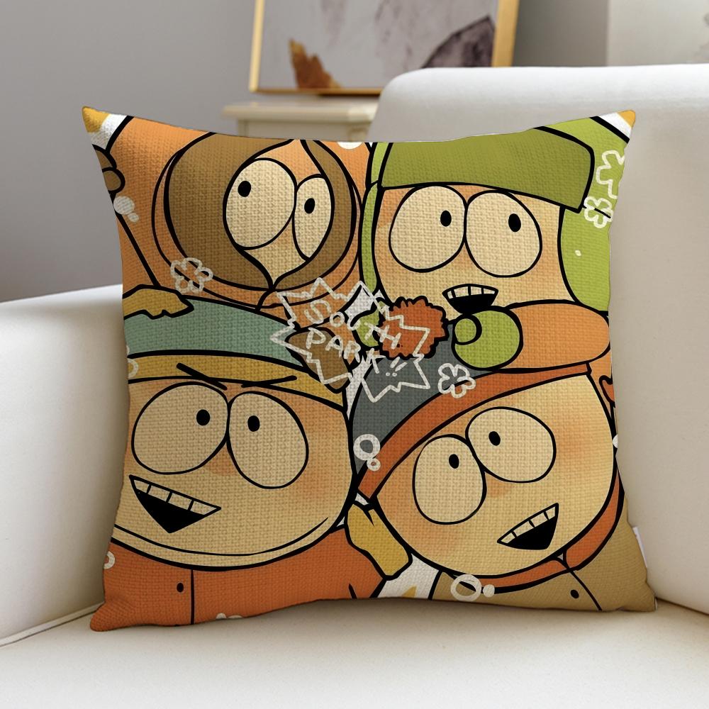 Satirical SSouth ParkS Cushion Cover Breathable and skinfriendly linen pillowcase square removable and washable cushion
