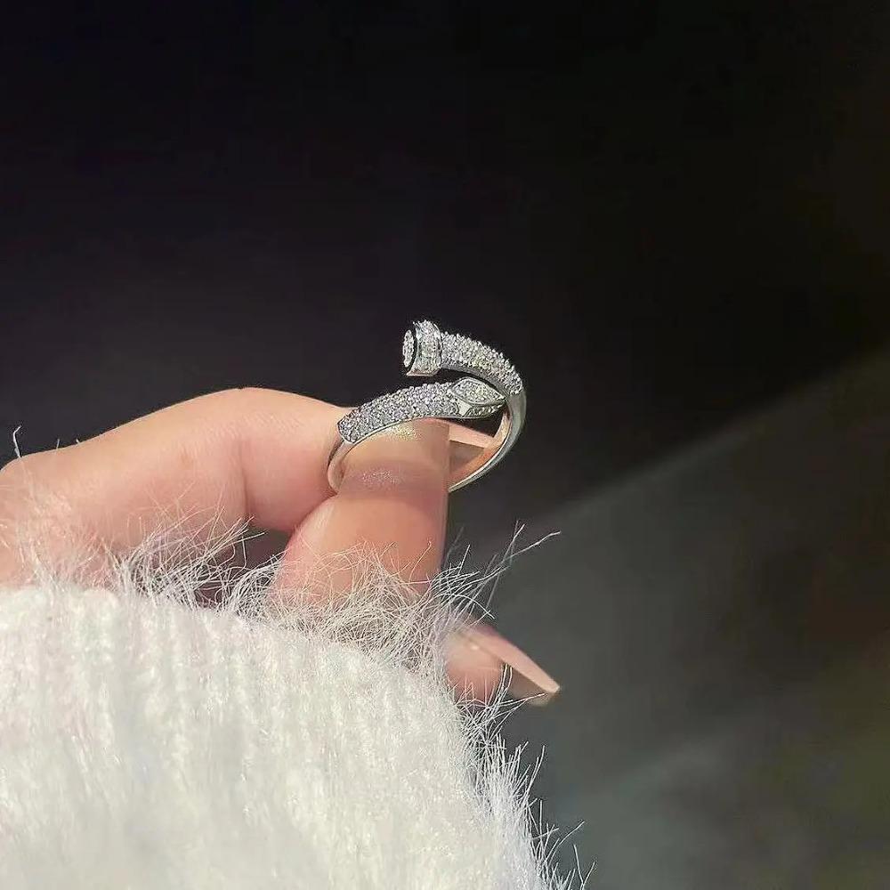 1 шт. Позолота 14K Настоящее Золото AAA Циркон Простой Открытый Кольцо-Змея Элегантное Женское Повседневное Рабочее Кольцо Вечернее Украшение KTJ
