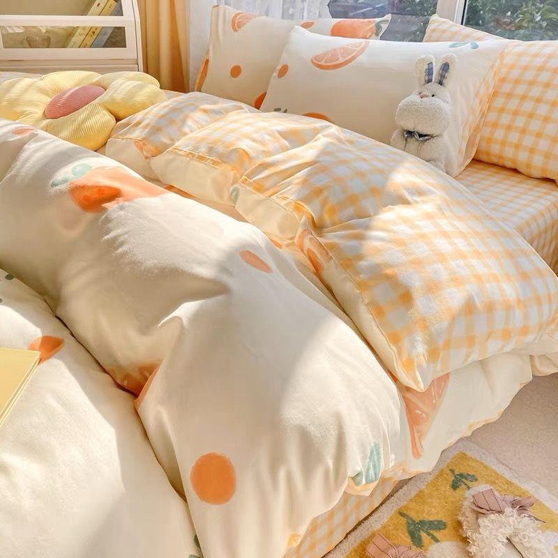 Комплект из четырех предметов из стираного хлопка, простыня, пододеяльник, комплект из трех предметов для спальни, односпальная кровать.