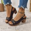 Thick-heeled Sandals Summer Thick-heeled Large-sized High-heeled Sandals Women's Casual Shoes