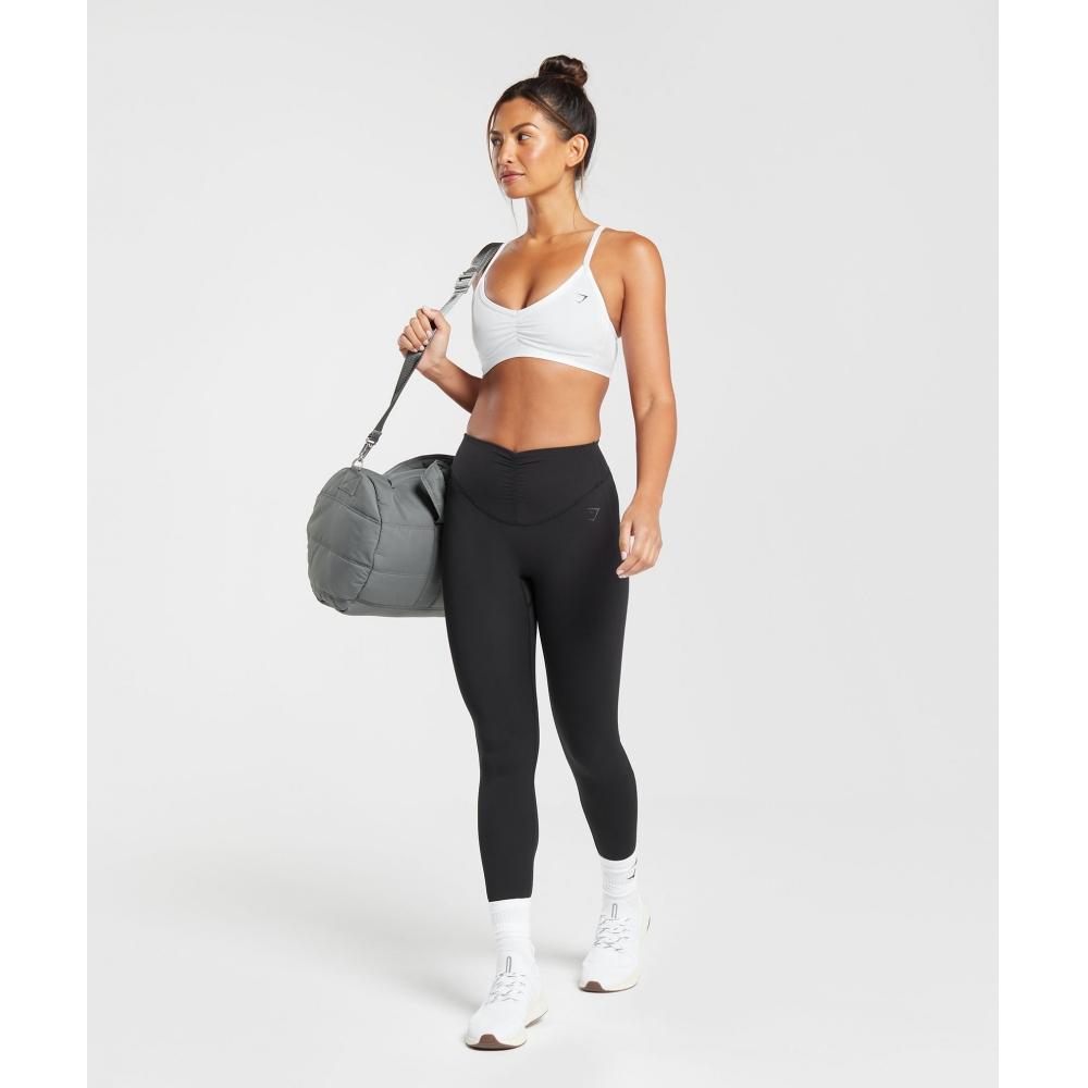 Gymshark Спортивный бюстгальтер с рюшами и бретельками, белый B6a6i Wb57