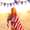 1Pcs Star Spangled Banner Wreath Triangle Banner Party Decoration Anniversary Party Supplies Flag Pulling Banner