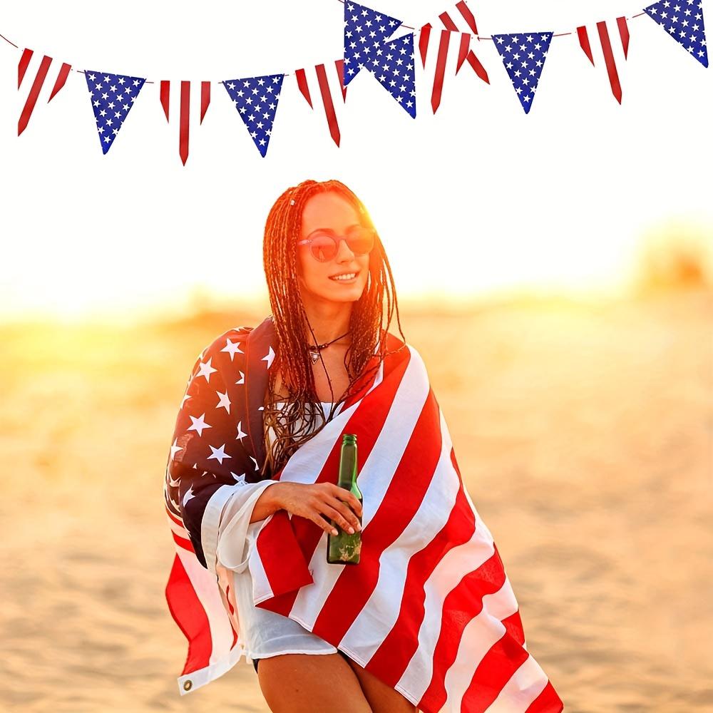 1Pcs Star Spangled Banner Wreath Triangle Banner Party Decoration Anniversary Party Supplies Flag Pulling Banner