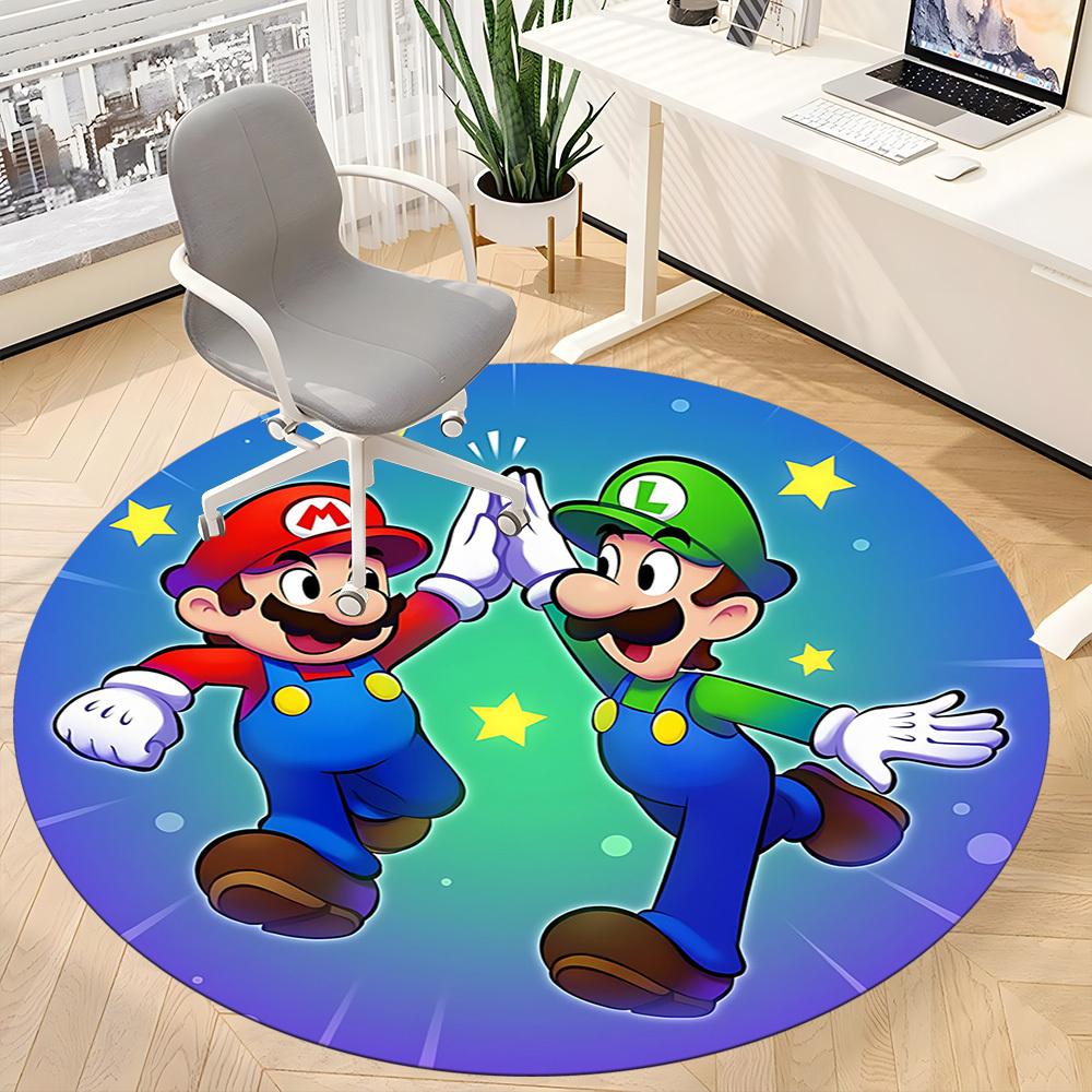 1pc Mario Luigi Office Round Area Rug, Under Office Chairs Bedroom Living Room Home Decor a1022273