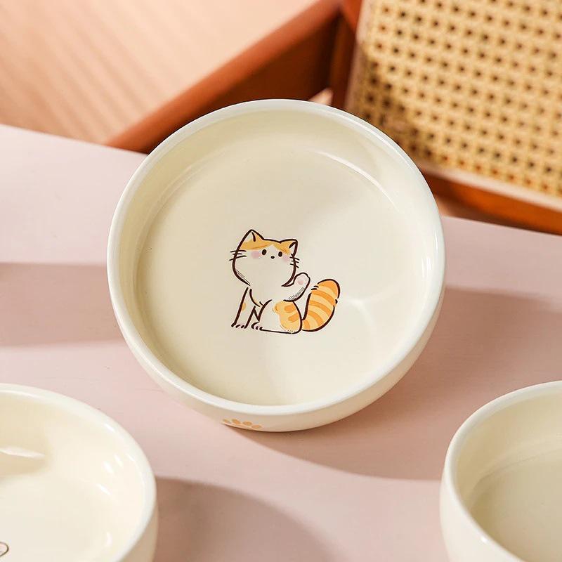 Скидка для новичков: Миска для кошек и собак из милой керамики с защитой от опрокидывания - Дизайн против черного подбородка