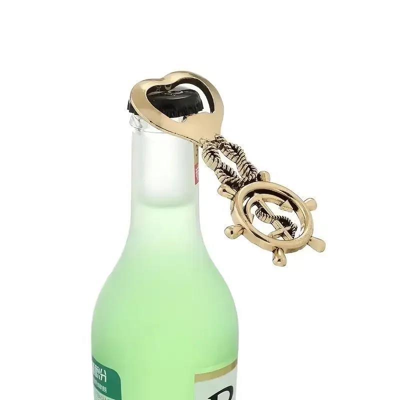 2pcs New Design Ocean Series Bottle Opener Exquisite Party Gifts Retro Anchor and Rudder Combo Beer Openers Tools Bar Gadgets1
