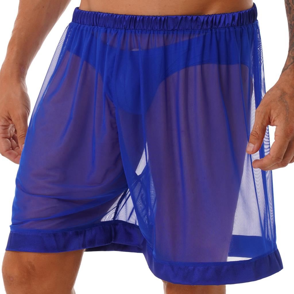 M-4XL мужские сетчатые свободные шорты-боксеры для отдыха, пижамы, одежда для сна, шорты для плавания