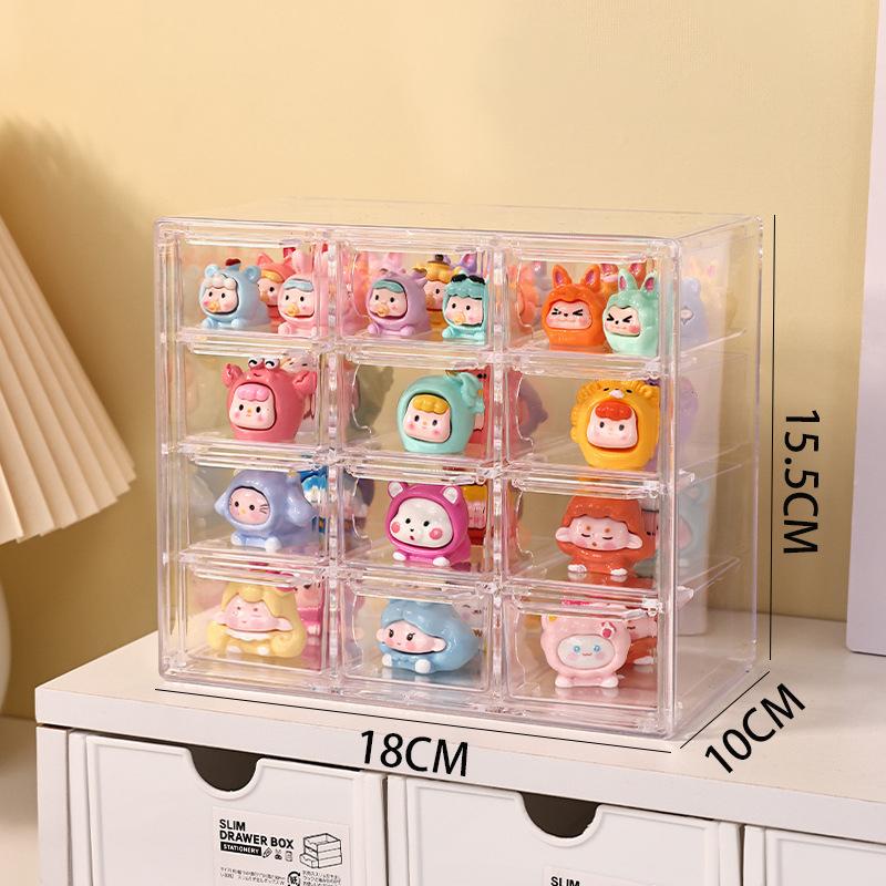 Глухая коробка, симпатичная коробка для хранения, многослойная прозрачная перегородка, портативная многофункциональная глухая сумка, способная фигурка, коробка для хранения