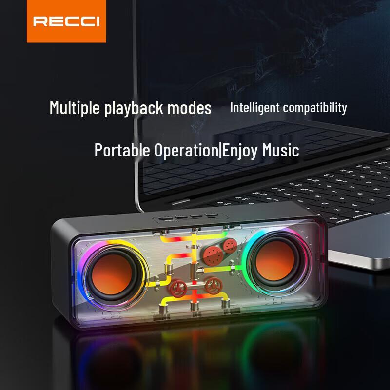 HiFi RGB Bluetooth-колонка Recci RSK-W38, штекер CN (адаптер в комплекте)