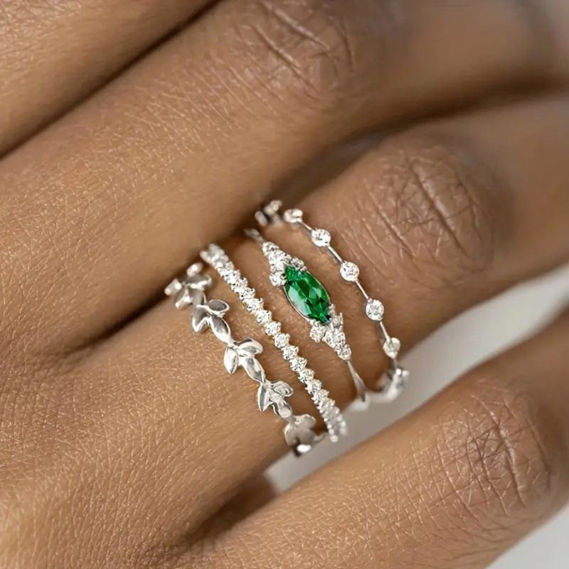 Комплект из четырех колец Explosive, можно дополнить кольцами с геометрическим дизайном, легкие, роскошные, элегантные и милые украшения