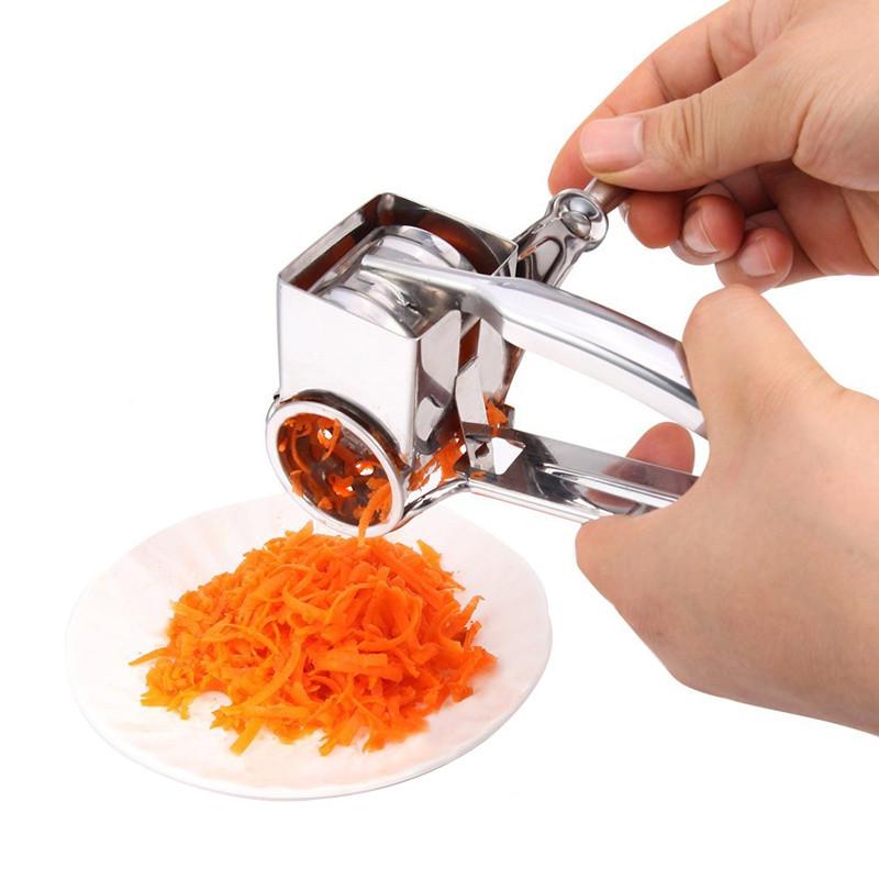 LMETJMA 3 Drums Set Rotary Cheese Grater Stainless Steel Cheese Slicer Kitchen Cheese Butter Slicer Nut Chocolate Grinder KC0003 6