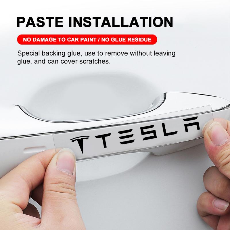 4Pc Car Door Handle 3D Stickers Tire Rear View Mirror Decals Styling For Tesla Model S Model X Model Y Cybertruck Model 3 Model Y