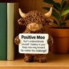 A Cute Scottish Highland Cow Statue, Resin Farmhouse Cow Desk Decor, Encouragement Cheer Up Gift for Office Home Shelf Tabletop