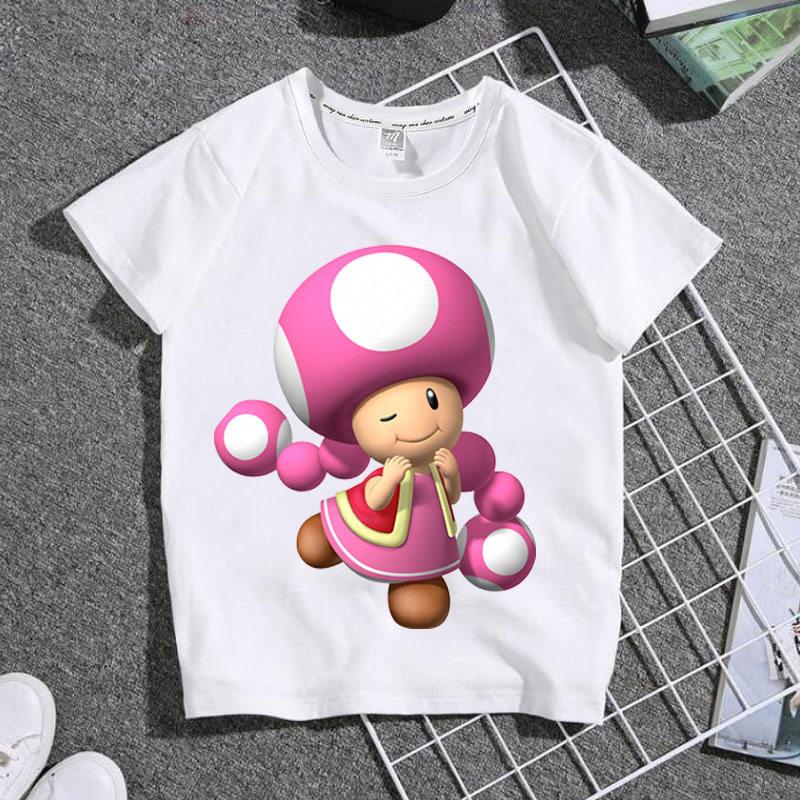 Bestselling Summer Boys and Girls Childrens Shortsleeved Shirts Super Cute Cartoonstyle Student White Tshirt of Mario Game