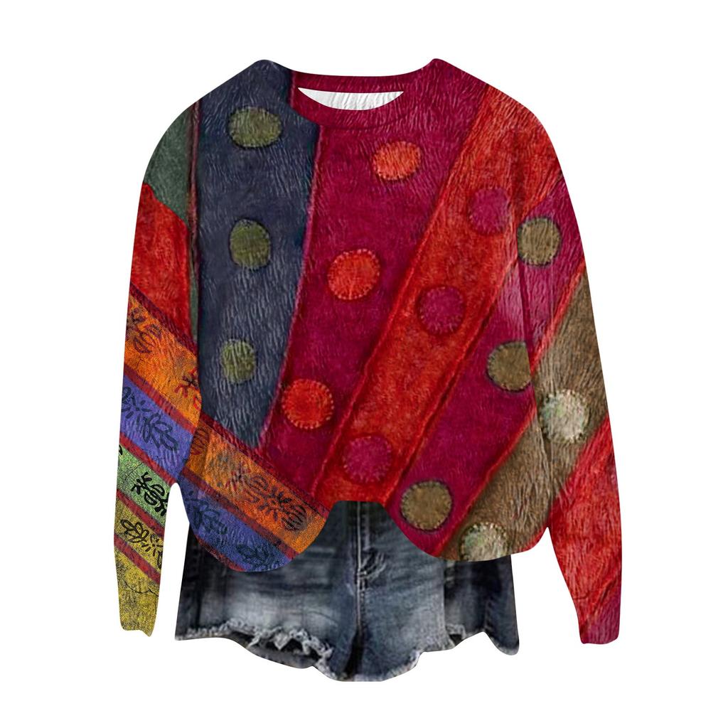 Женский модный пуловер с круглым вырезом, футболка с длинным рукавом, с принтом