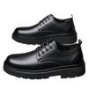 2025 New Leather Shoes Men's Business Dress British Big Head Men's Casual Round Head Platform Wedding Shoes