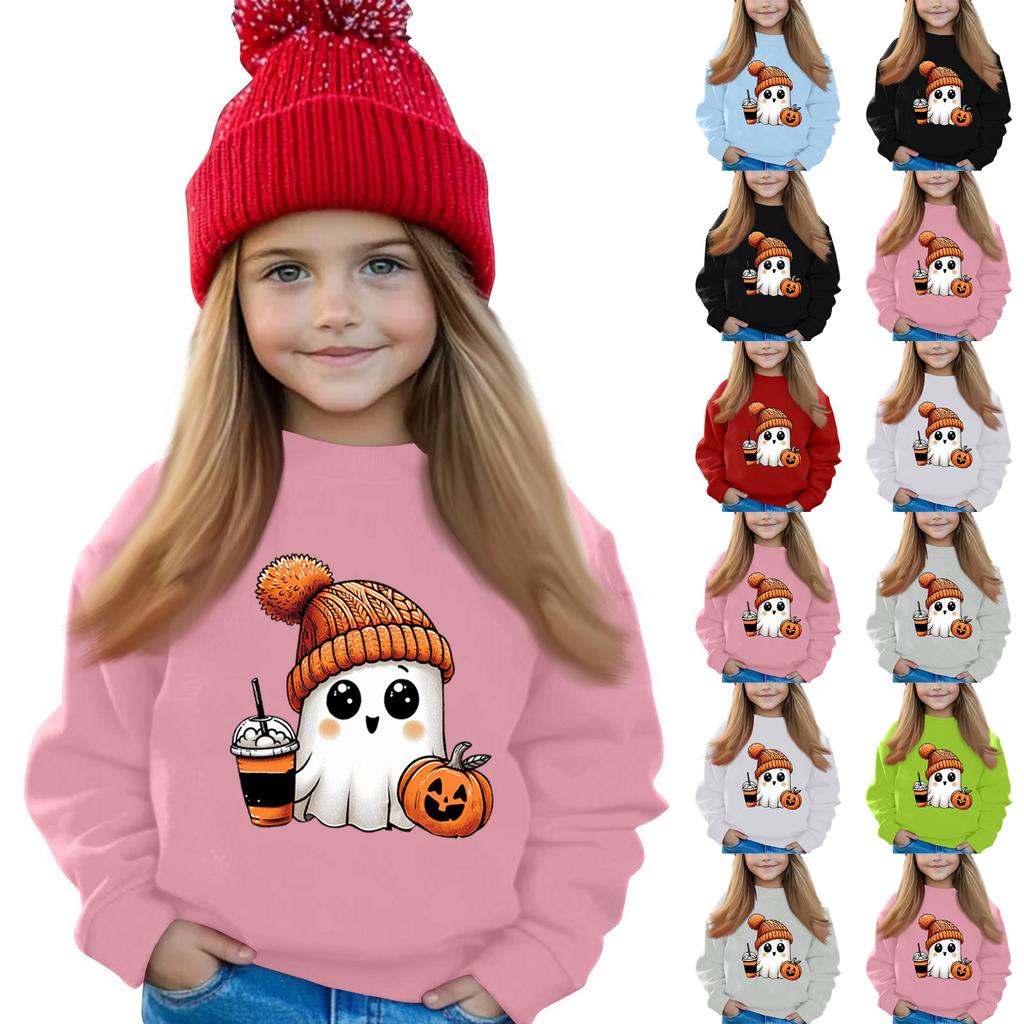 Halloween Day Girls Round Neck Pullovers For Kids Printed Baby Tops
