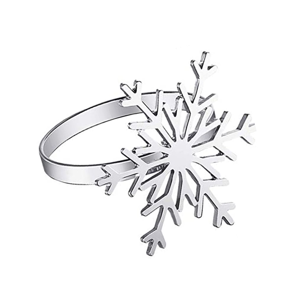 В форме снежинки для Рождества, вечеринки, свадьбы, кольцо для салфетки, декор стола, пряжка для салфетки, рождественские принадлежности