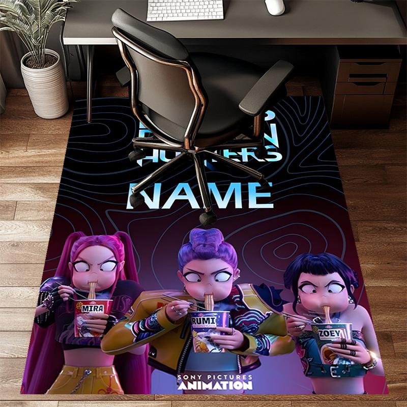 Custom KPop Demon Hunters Mat Personalized Name, Polyester Washable Indoor Entryway Rug, Gift for Christmas, Easter, Thanksgiving Day