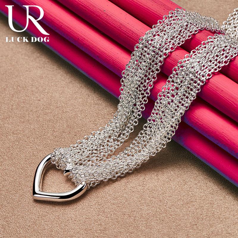 Женские многорядные модные свадебные украшения из стерлингового серебра 925 пробы в форме сердца