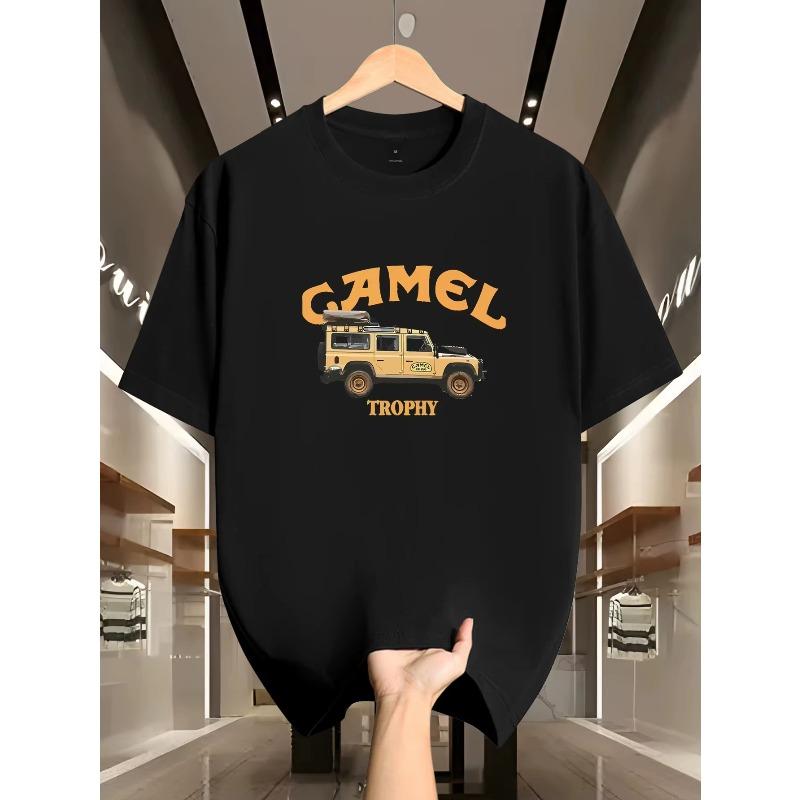 Unisexs Vintage Camel Trophy Car Print TShirt Casual Streetwear Cotton Short Sleeve Summer Tees