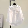 Comfortable and Versatile Bright Line Fake Pockets White Shirt Women Loose Casual Shirt Thin Blouse Tide Female Temperament Elegant Fashion Top