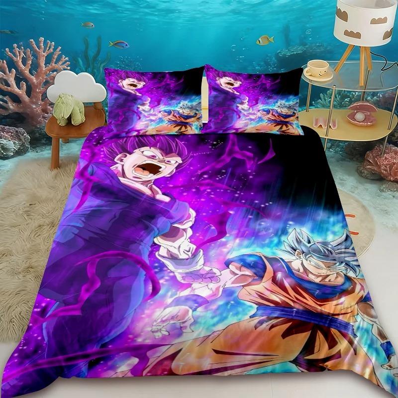 Подростковое постельное белье с Гоку из Dragon Ball, мультяшный комплект с пододеяльником, размер Twin King, для общежития, спальни, домашний декор
