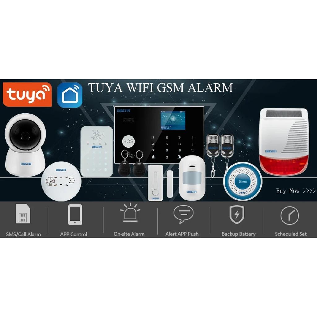 Tuya Wireless WIFI GSM Home Burglar Alarm System IP Camera PIR Motion Sensor Door Sensor Security Alarm Kit APP Control Security