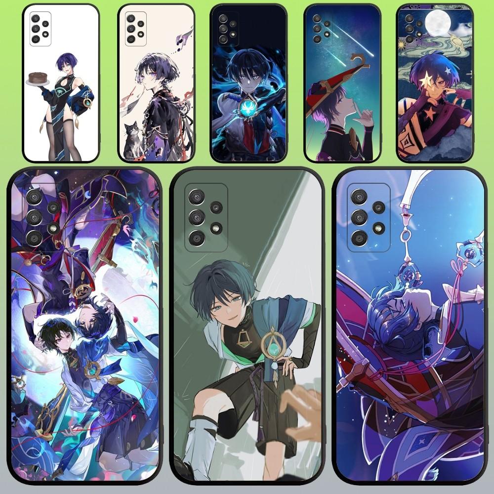 Чехол для телефона Scaramouche Genshin Impact для Samsung Galaxy A20, A21s, A22, A31, A32, A52, A53, A72, 73, A80, A91 Мягкий черный чехол