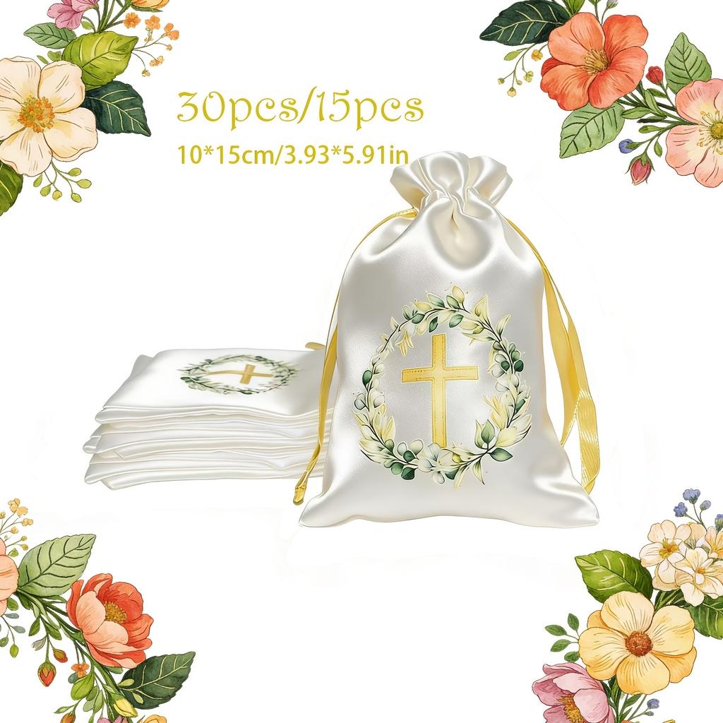 15Pcs/30Pcs Gift Set For Her/Him, Drawstring Gift Bag. Suitable For First Communion, Baptism, Wedding And Birthday Gifts, And Church Gatherings