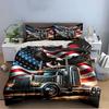 Truck and Eagle with USA Flag Bedding Duvet Cover Set Duvet Cover Pillowcases (1 * Duvet Cover 2 * Pillowcases, without duvet insert)